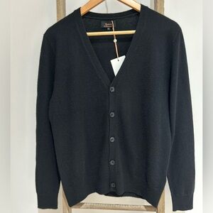 Quince Men's Mongolian Cashmere Classic Black Cardigan Sweater Size S NWT